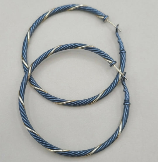 David Yurman Extra Large Hoop Earrings – Black & Gold