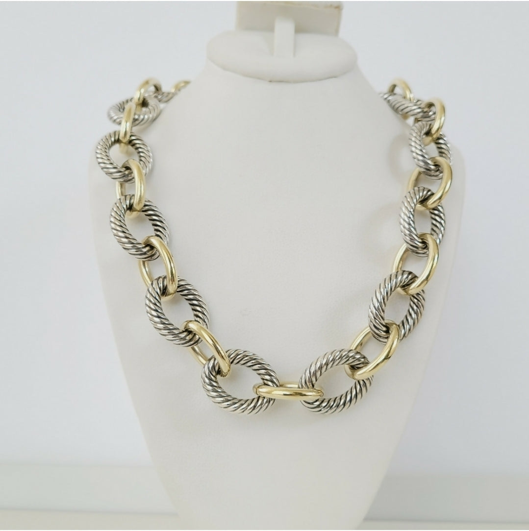 David Yurman Extra-Large Oval Link Necklace With Gold