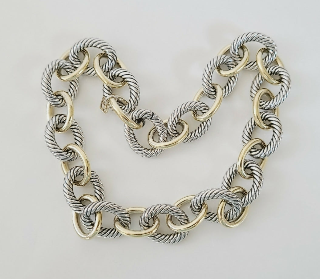 David Yurman Extra-Large Oval Link Necklace With Gold