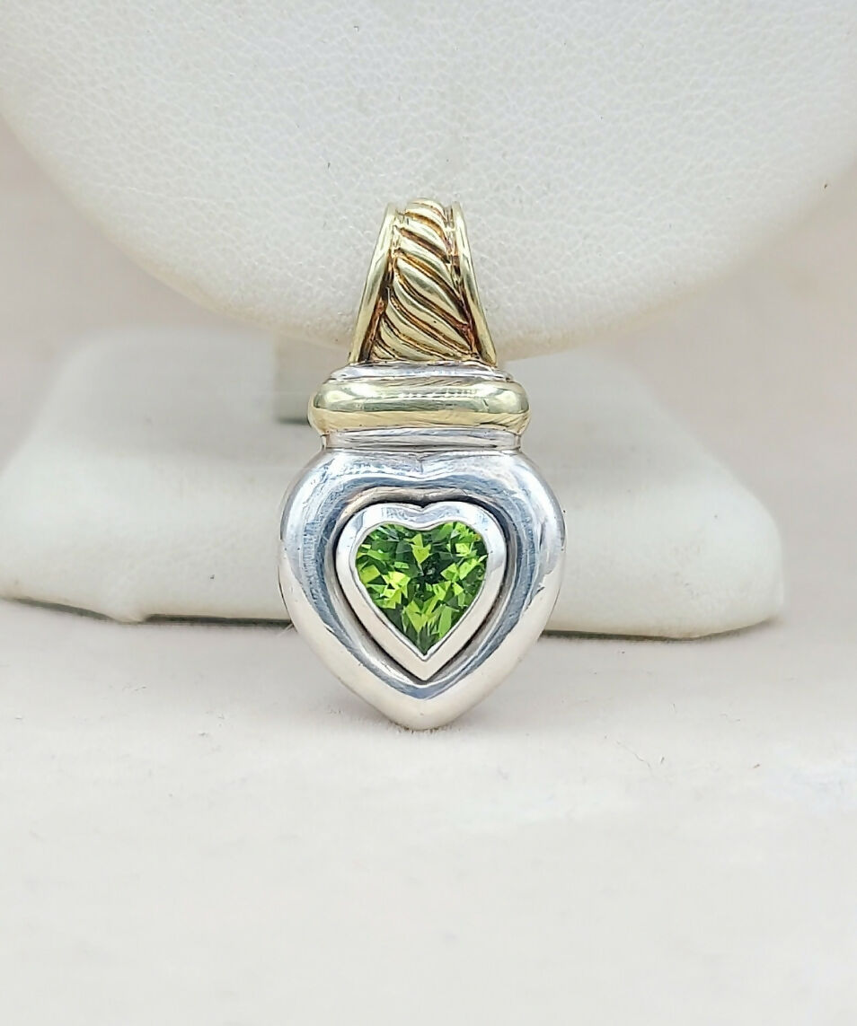 David Yurman Peridot Heart Gold Pendant | Certified Pre-Owned #