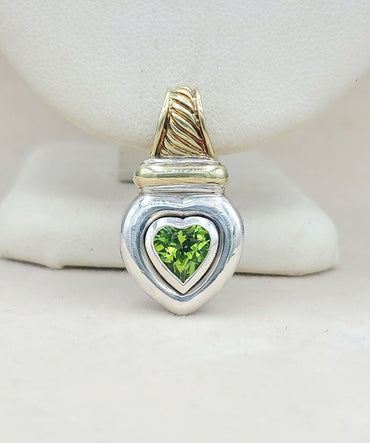 David Yurman Heart Pendant Enhancer Peridot & Gold