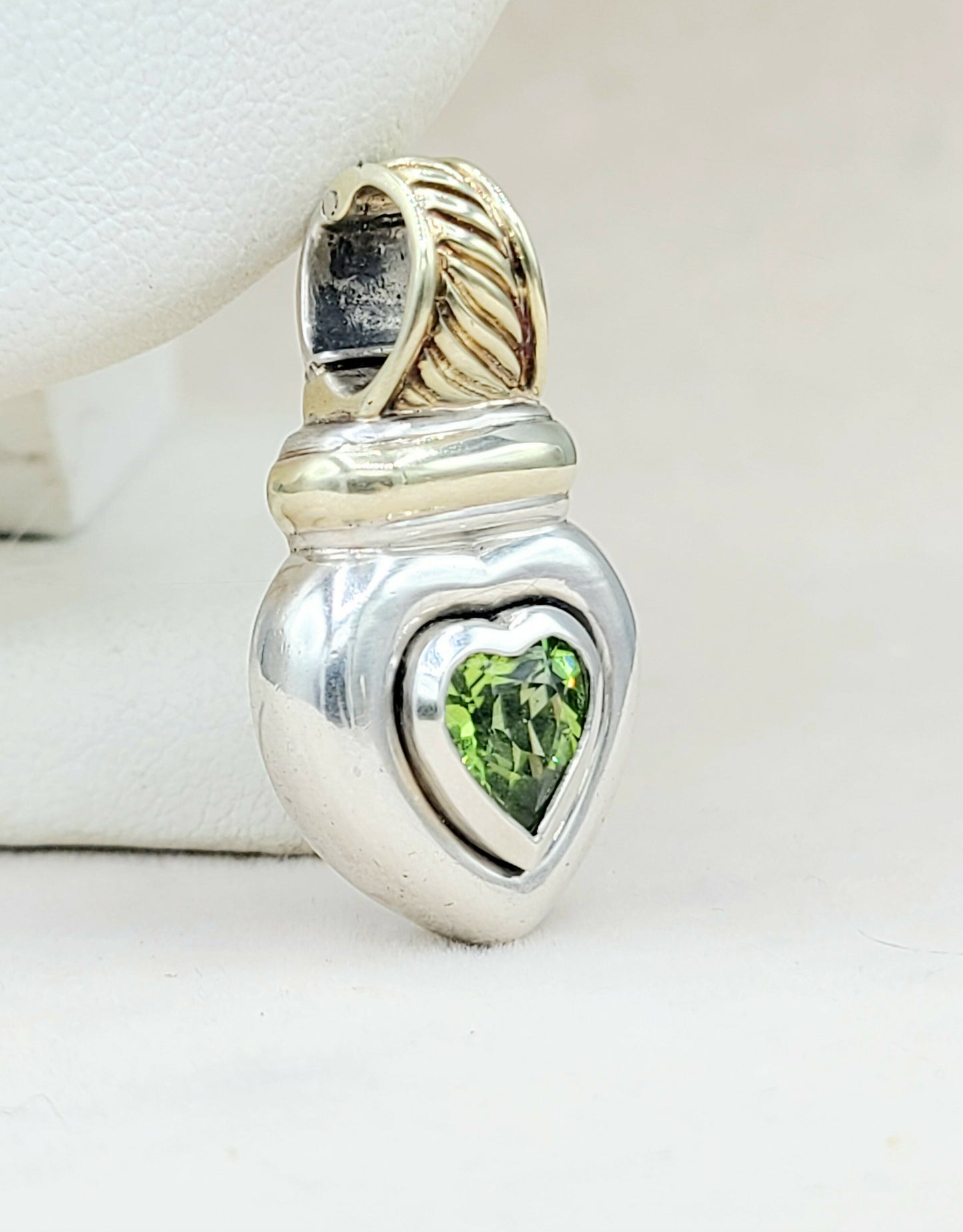 David Yurman Peridot Heart Gold Pendant | Certified Pre-Owned #