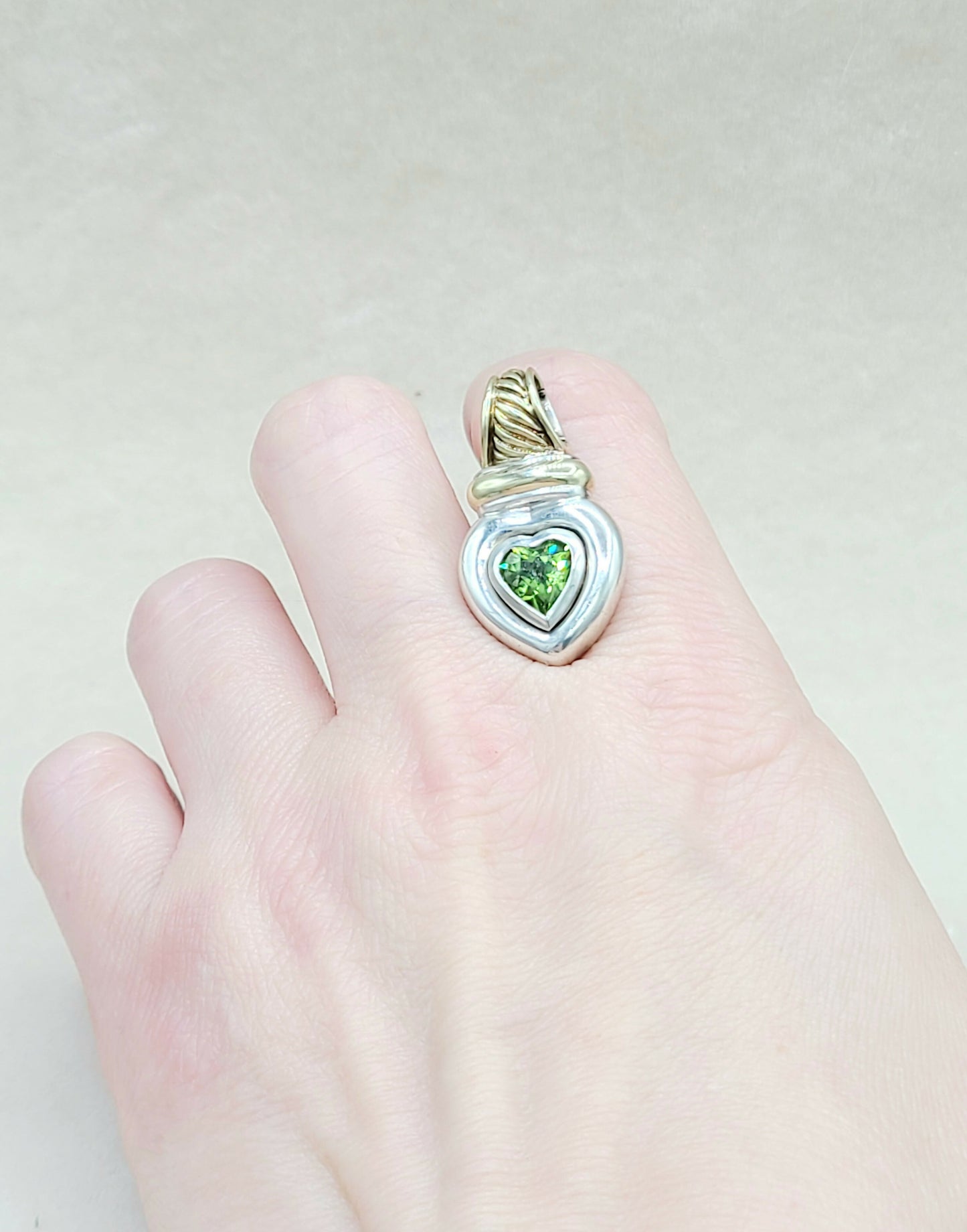 David Yurman Peridot Heart Gold Pendant | Certified Pre-Owned #