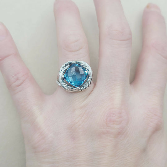 David Yurman Infinity Ring 11mm Blue Topaz