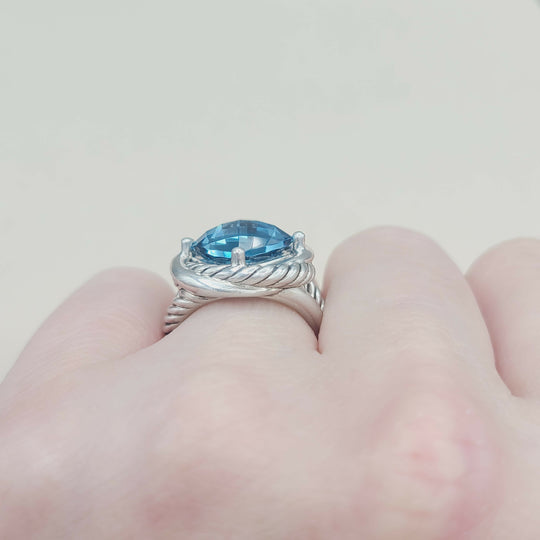 David Yurman Infinity Ring 11mm Blue Topaz