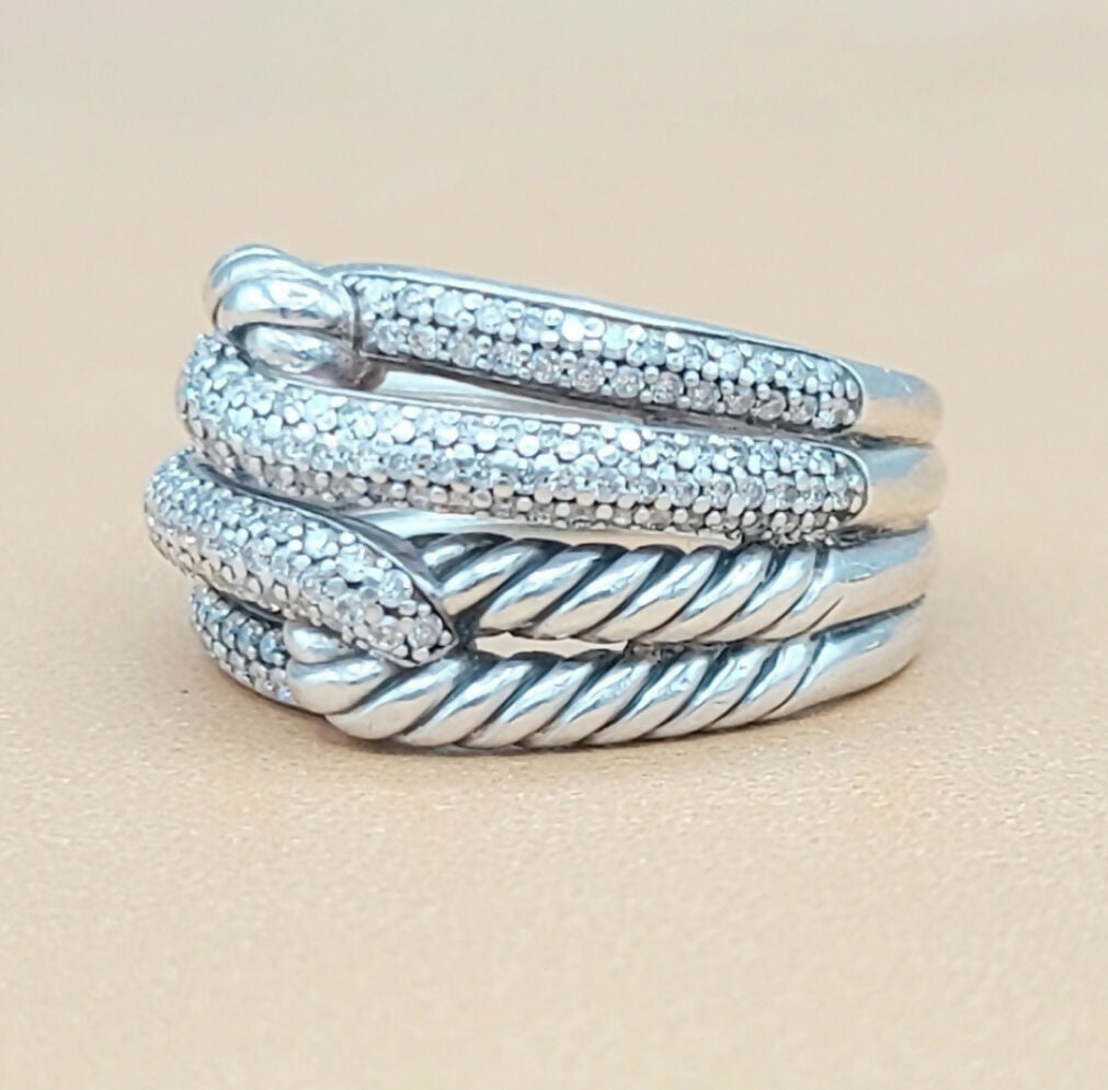 David Yurman Labyrinth Double Loop Ring With Diamonds