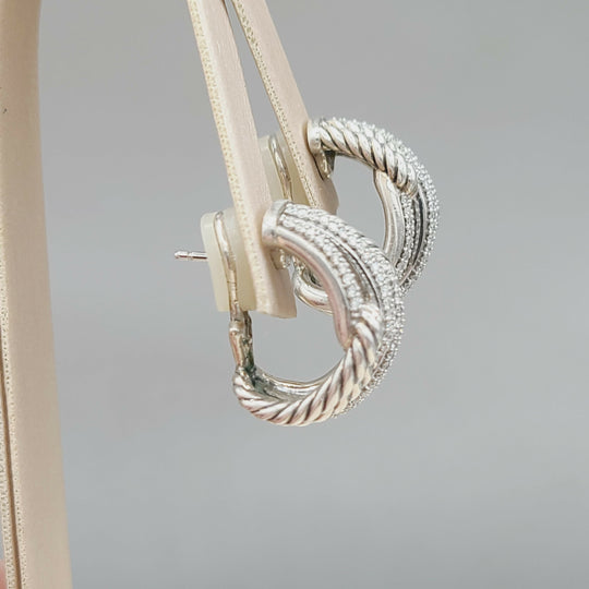 David Yurman Labyrinth Earrings Double Loop with Diamonds