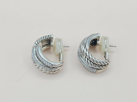 David Yurman Labyrinth Earrings Double Loop with Diamonds