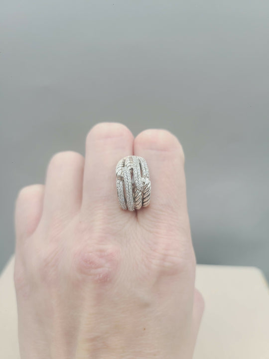 David Yurman Labyrinth Earrings Double Loop with Diamonds