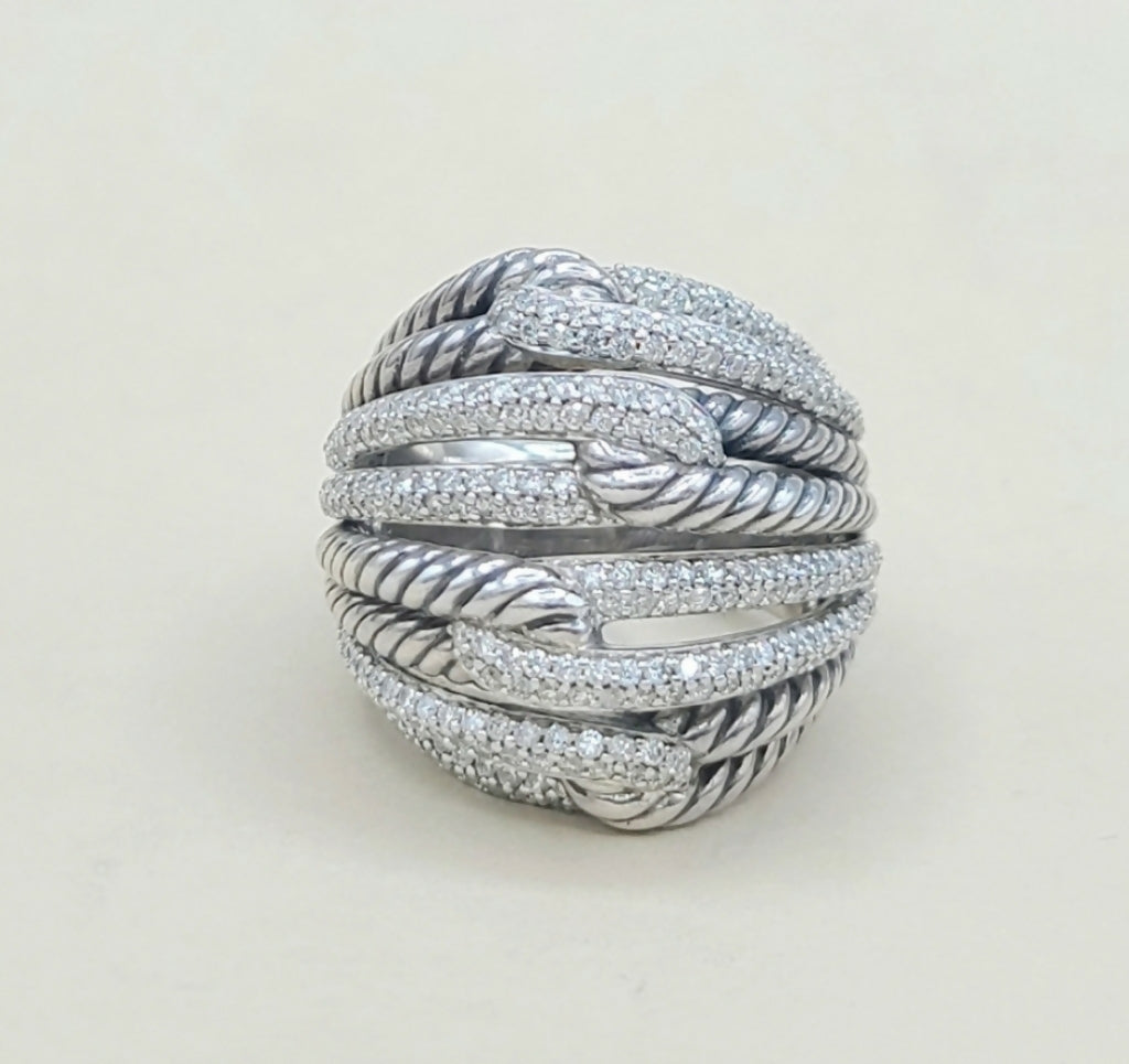 David Yurman Labyrinth Quadruple-Loop Ring – Diamonds #