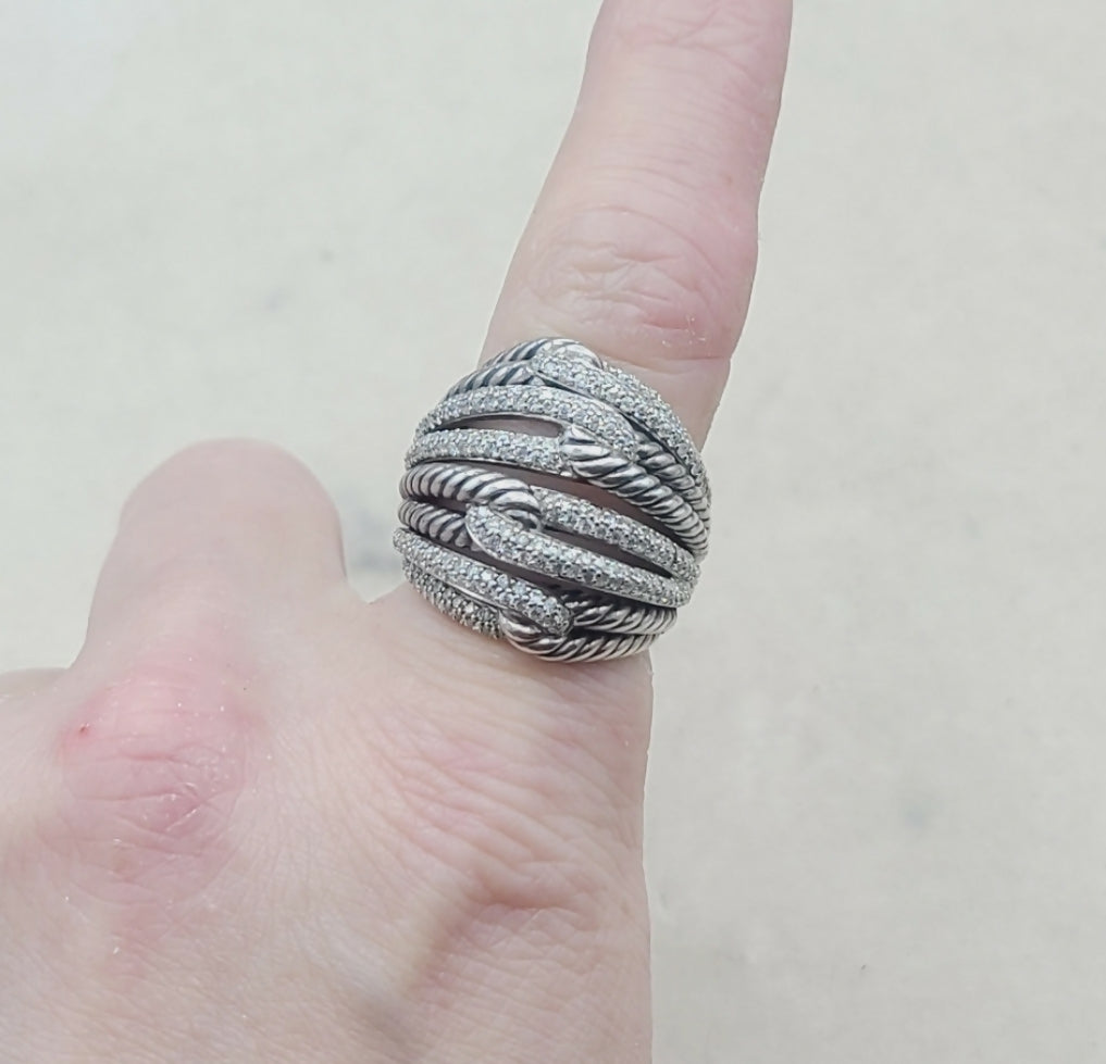 David Yurman Labyrinth Quadruple-Loop Ring – Diamonds #