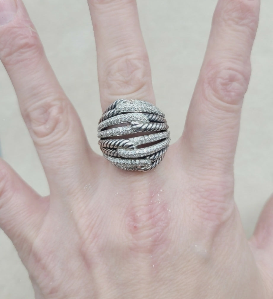 David Yurman Labyrinth Quadruple-Loop Ring – Diamonds #