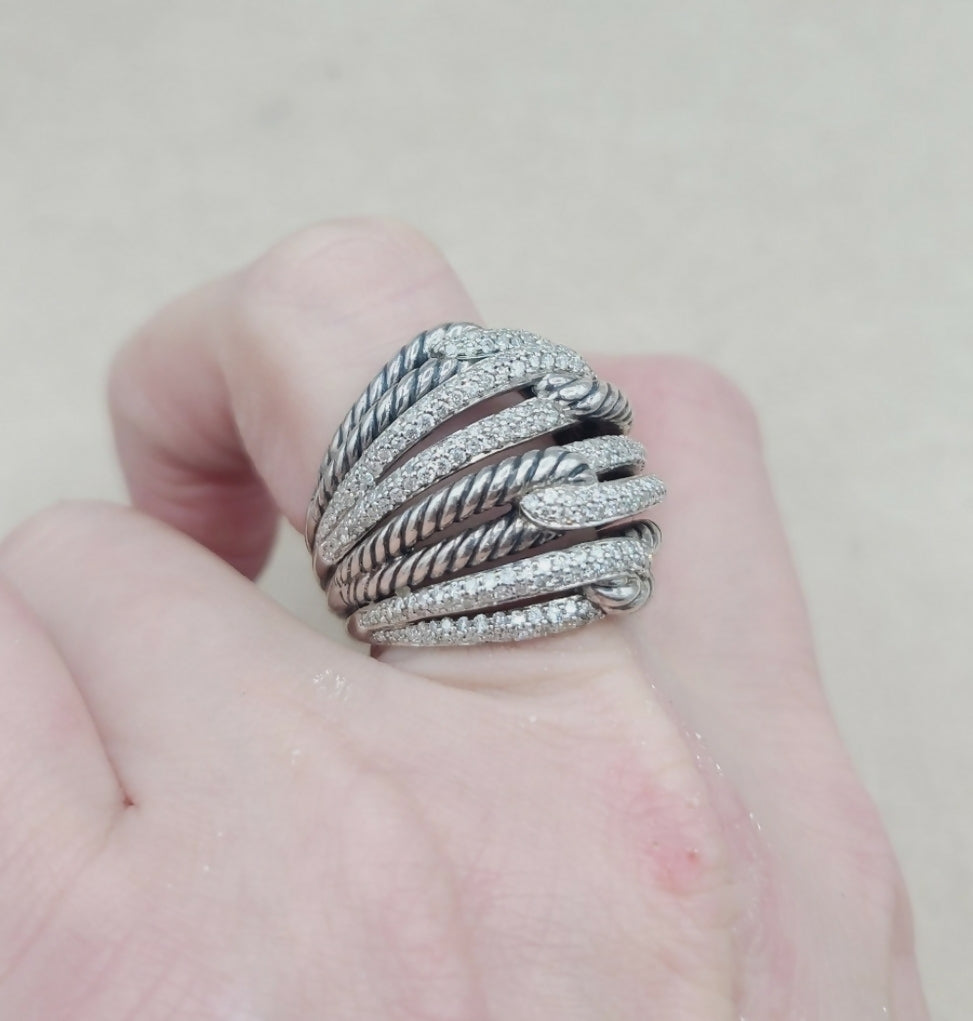 David Yurman Labyrinth Quadruple-Loop Ring – Diamonds #