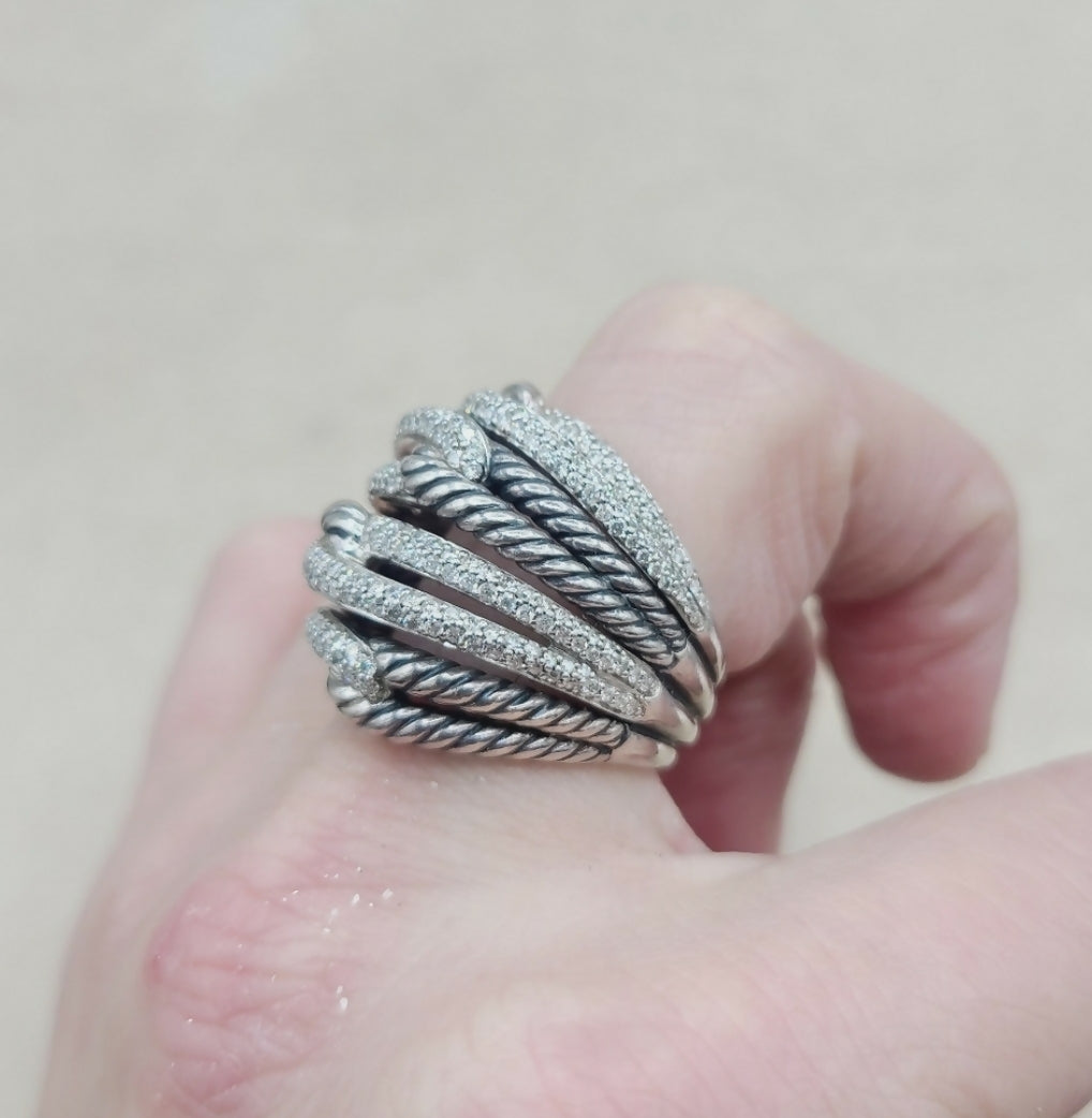 David Yurman Labyrinth Quadruple-Loop Ring – Diamonds #