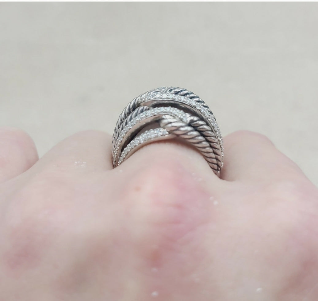 David Yurman Labyrinth Quadruple-Loop Ring – Diamonds #
