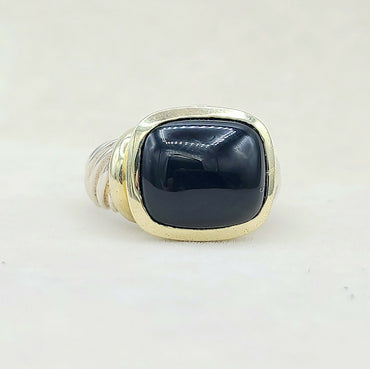 David Yurman Large Noblesse Ring Black Onyx & Gold