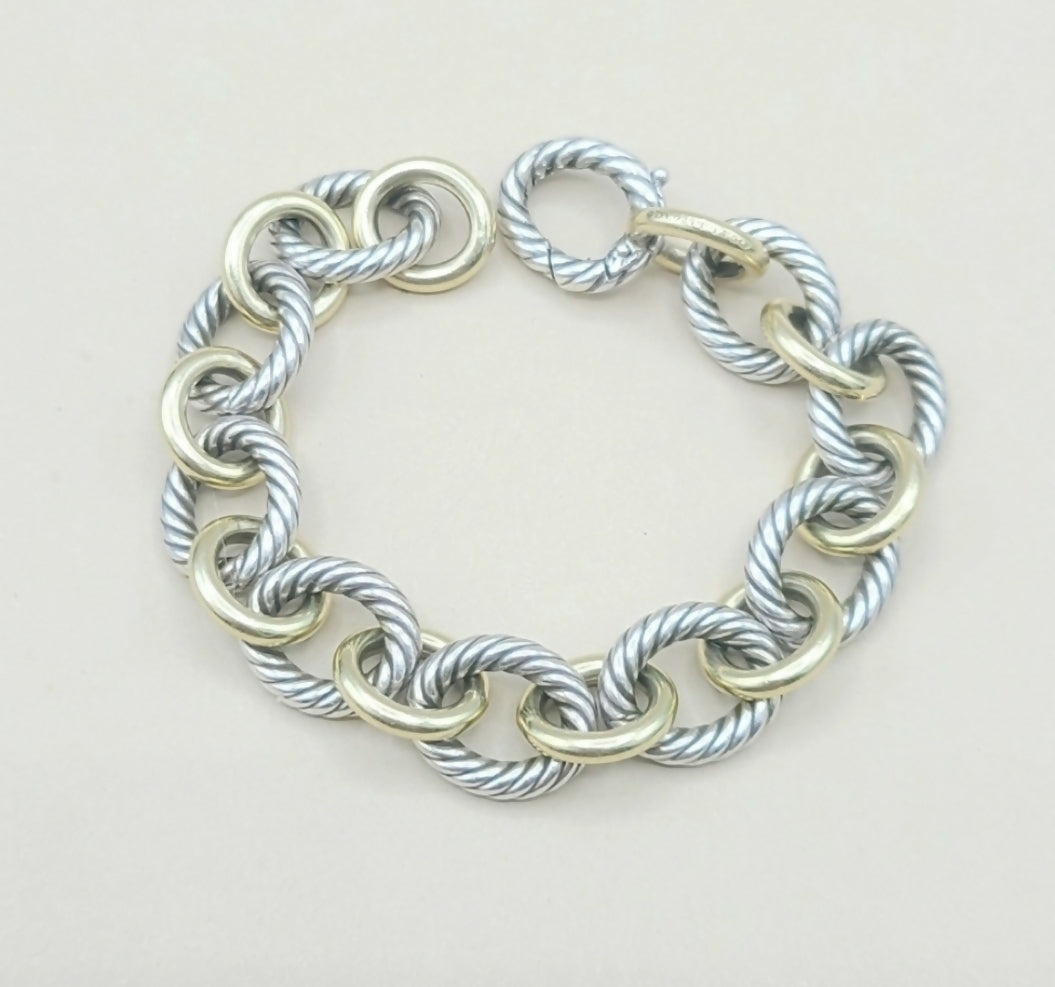 David Yurman Large Oval Link Bracelet With Gold