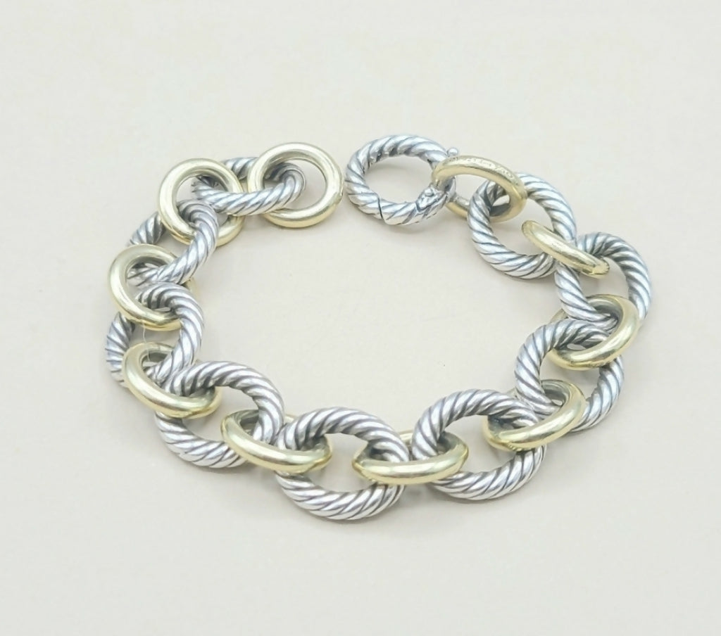 David Yurman Large Oval Link Bracelet With Gold
