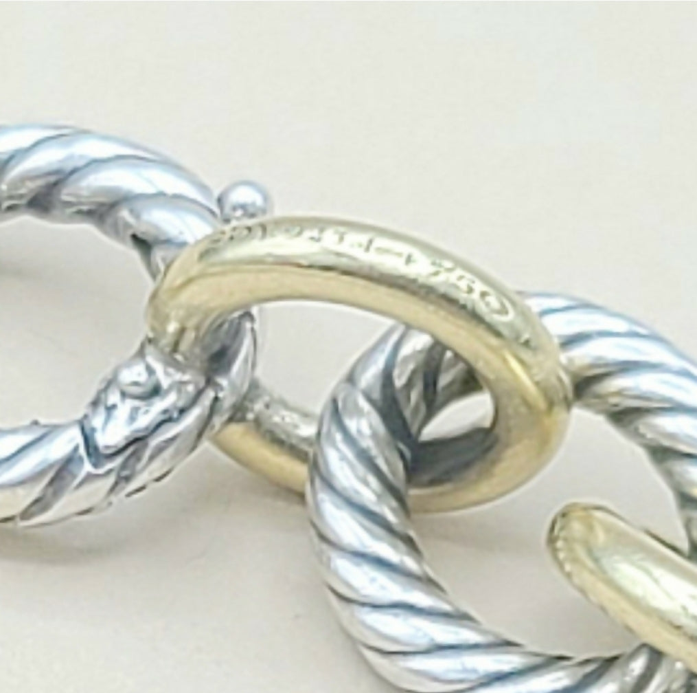 David Yurman Large Oval Link Bracelet With Gold