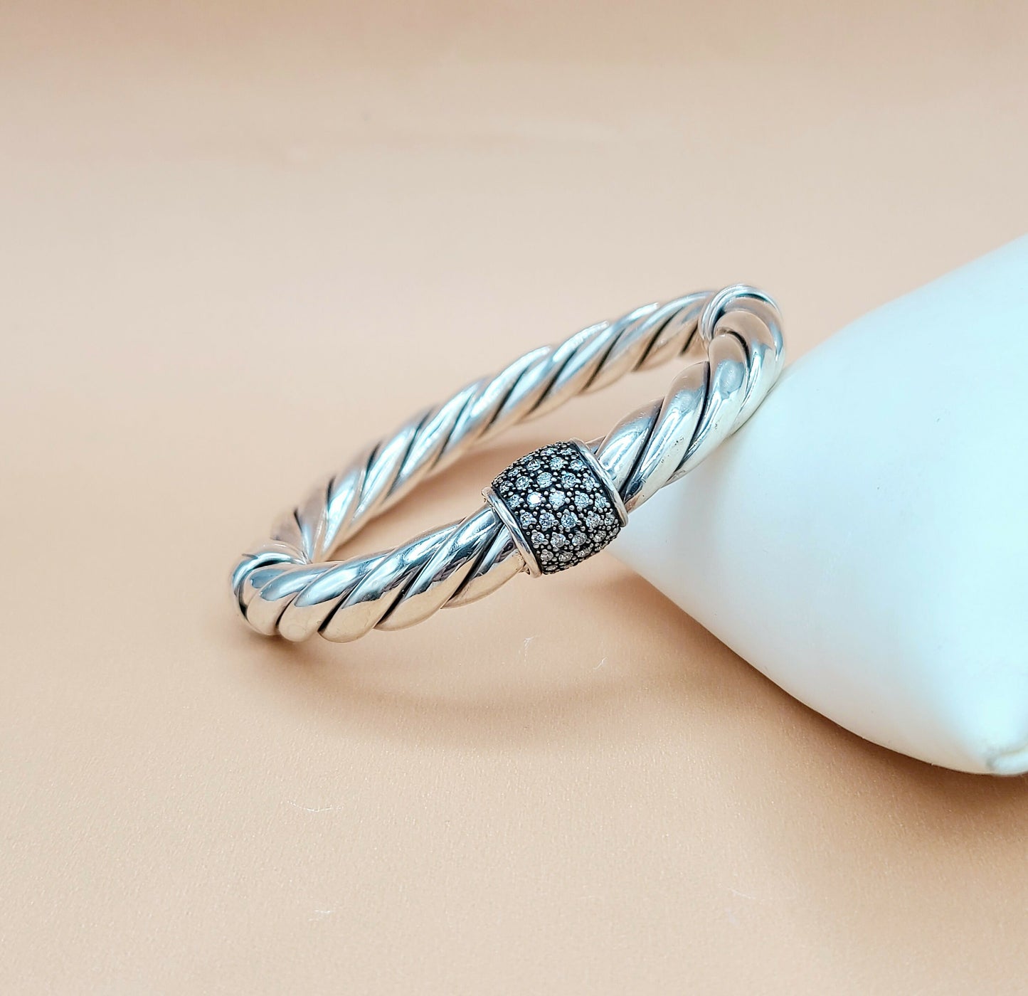 David Yurman Metro Station Bracelet 10mm with Diamonds AYW Luxury #
