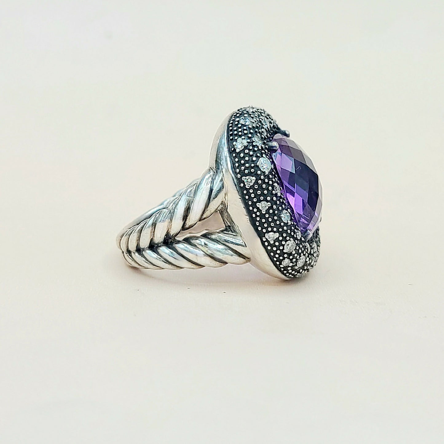 David Yurman Midnight Melange Amethyst Diamond Ring | Certified Pre-Owned AYW Luxury #