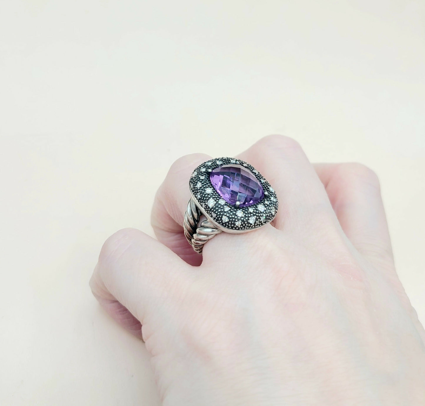 David Yurman Midnight Melange Amethyst Diamond Ring | Certified Pre-Owned AYW Luxury #
