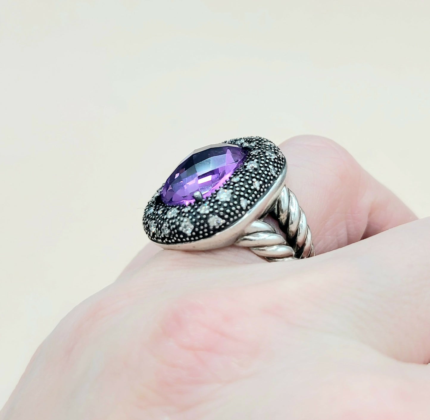 David Yurman Midnight Melange Amethyst Diamond Ring | Certified Pre-Owned AYW Luxury #