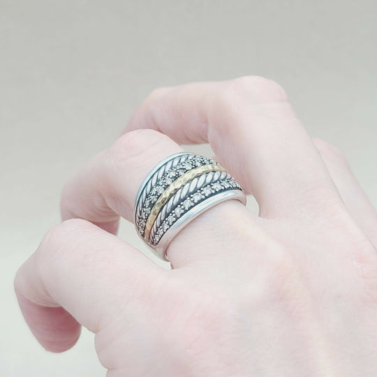 David Yurman Midnight Melange Ring – Diamonds & Gold