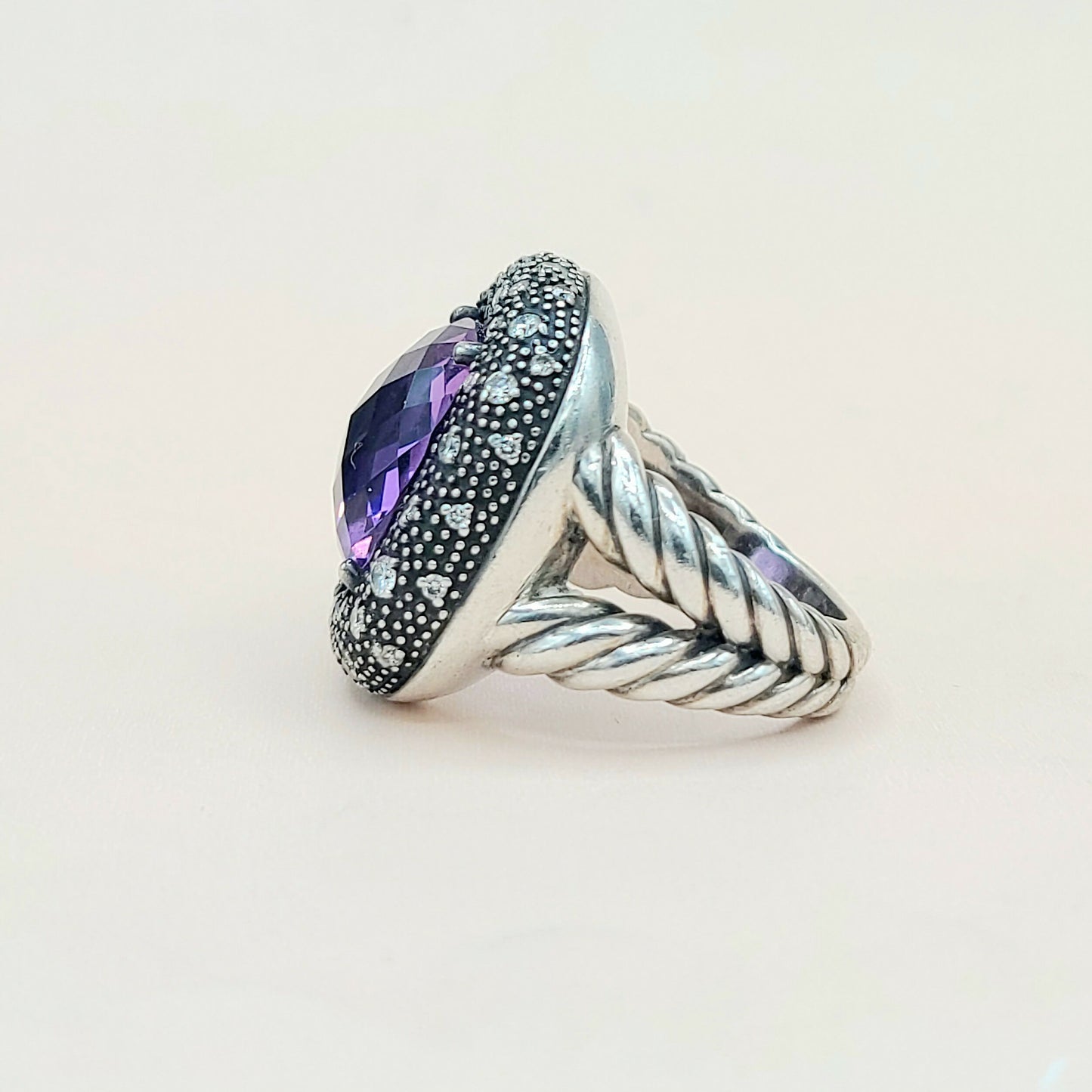 David Yurman Midnight Melange Ring With Amethyst And Diamonds