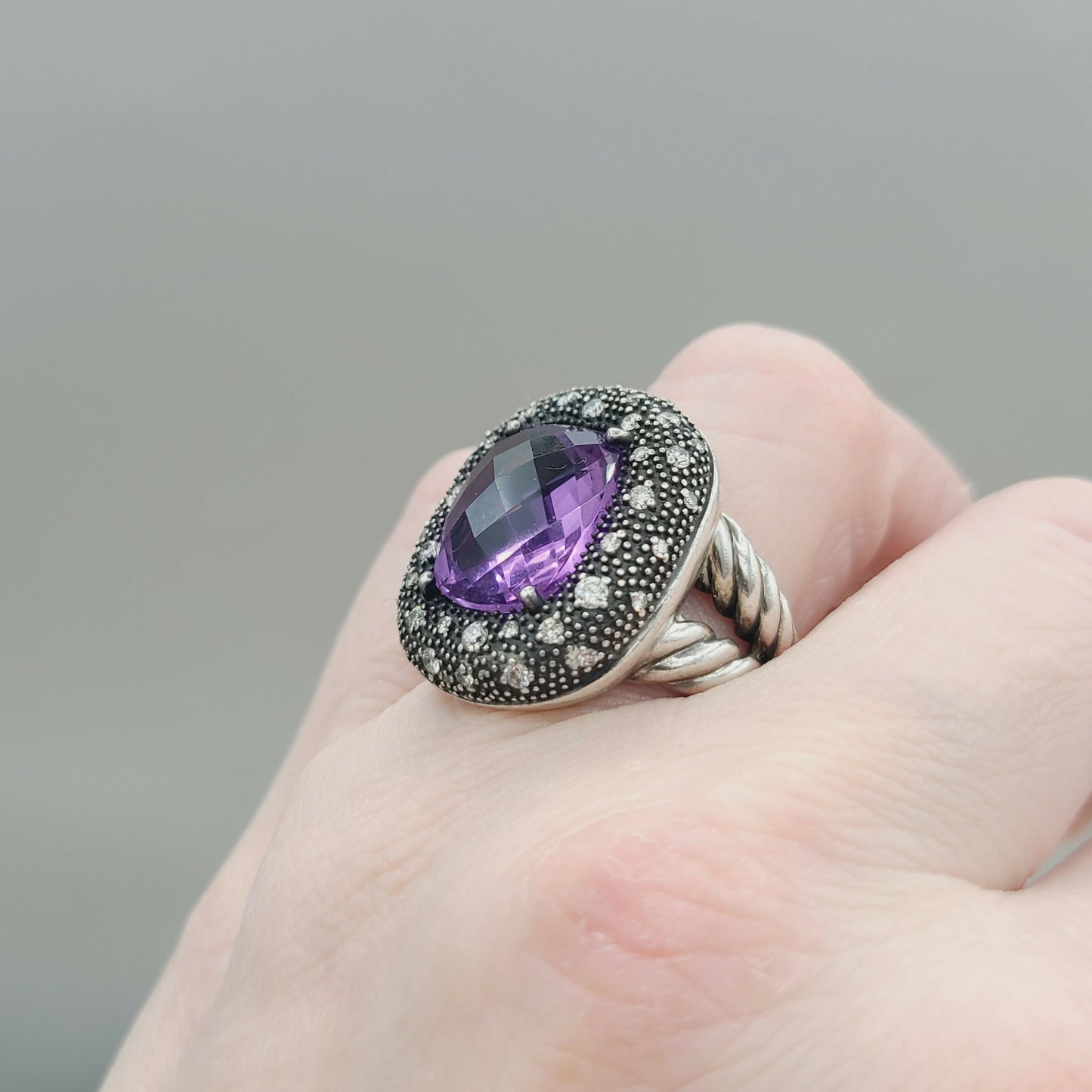 David Yurman Midnight Melange Ring With Amethyst And Diamonds