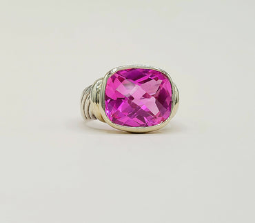 David Yurman Noblesse Ring Pink Tourmaline Silver & 14K Gold