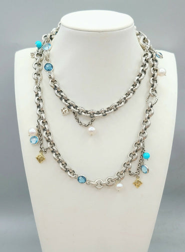 David Yurman-Old-World-Link Charm Necklace