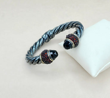 David Yurman Osetra Berries Bracelet  Black Onyx & Garnet