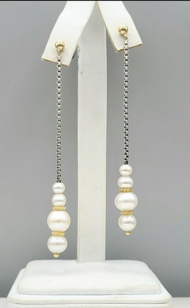 David Yurman-Pearl-Drop-Gold-Station-Earrings