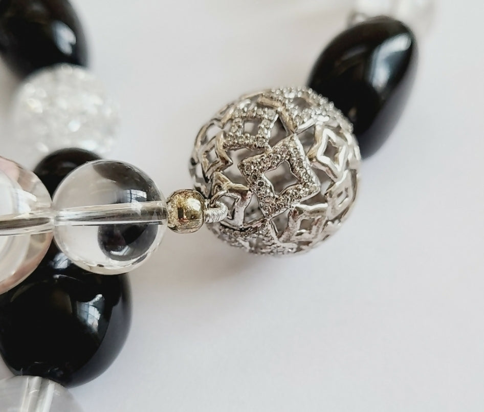 David Yurman Quatrefoil Necklace – Onyx, Crystal & Pearl #