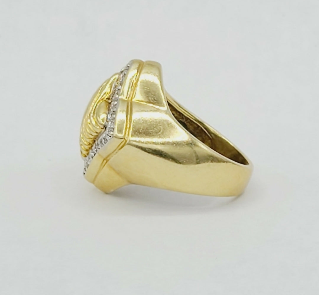 David Yurman Quatrefoil Sculpted Gold Diamond Ring | Certified Pre-Owned #