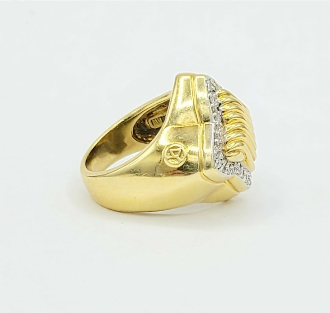David Yurman Quatrefoil Sculpted Gold Diamond Ring | Certified Pre-Owned #