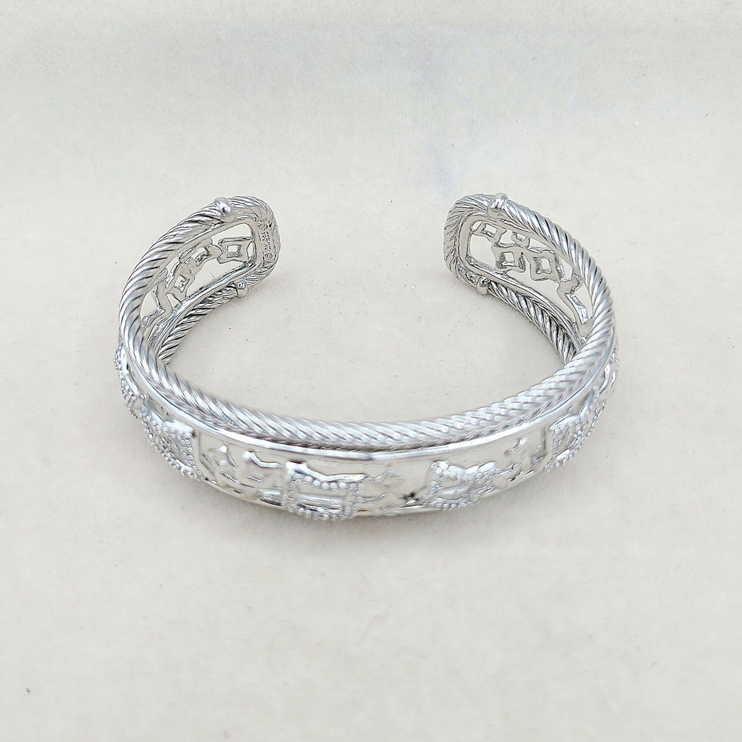 David Yurman Quatrefoil Tapestry Bracelet with Pavé Diamonds