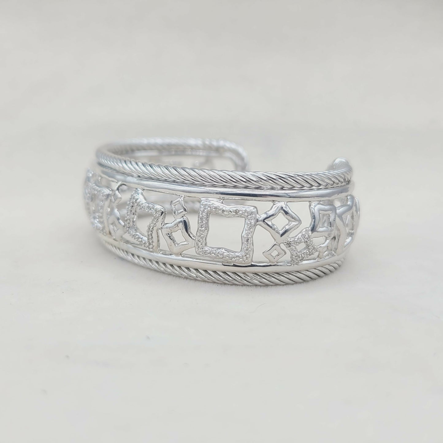 David Yurman Quatrefoil Tapestry Bracelet with Pavé Diamonds
