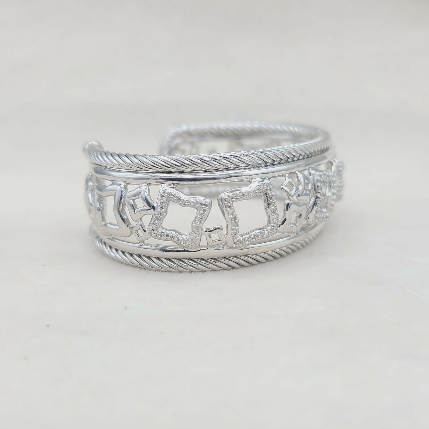 David Yurman Quatrefoil Tapestry Bracelet with Pavé Diamonds