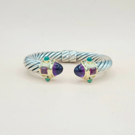 David Yurman Renaissance Bracelet 10mm Amethyst & Garnet