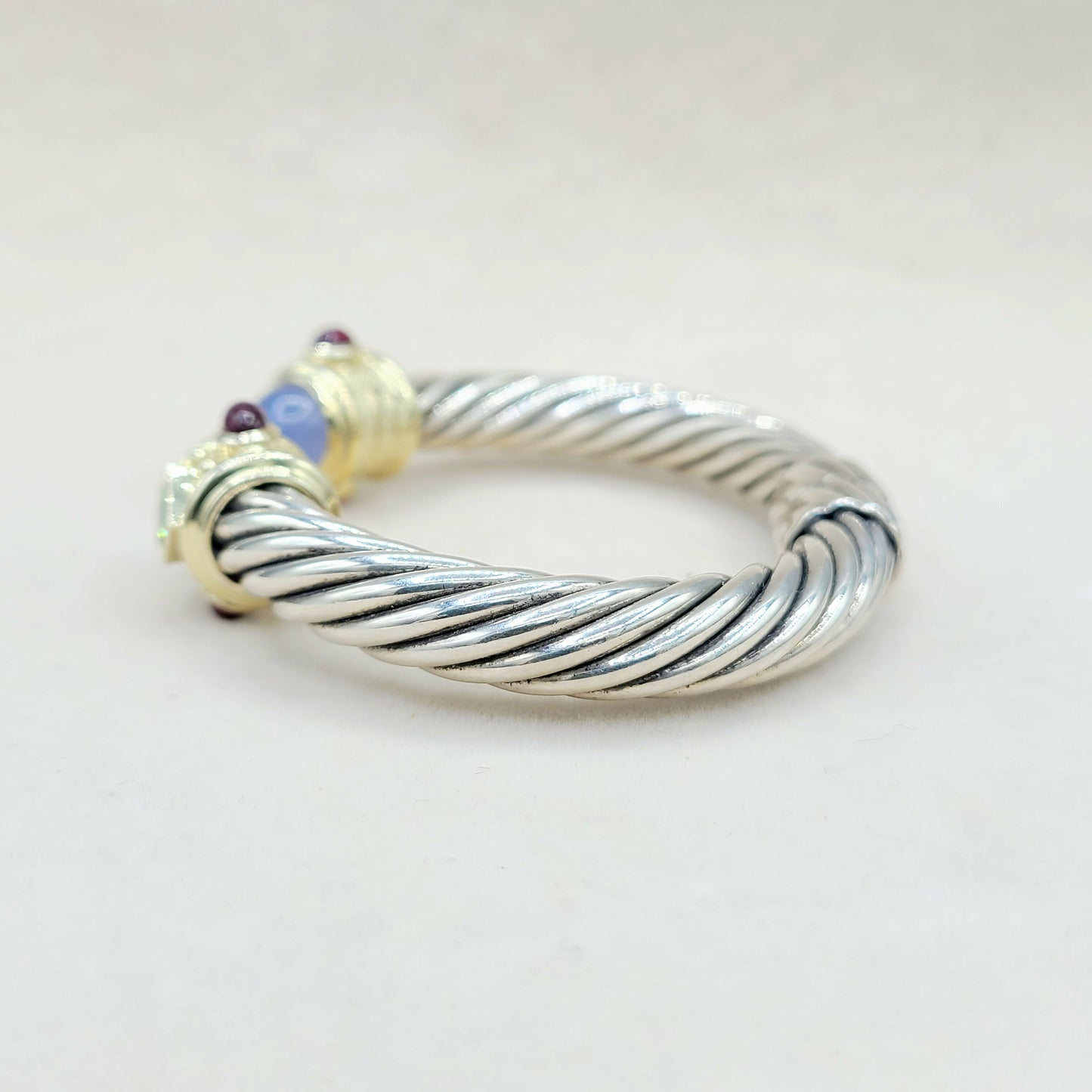 David Yurman 10mm Renaissance Bracelet, Chalcedony, Peridot & Garnet AYW Luxury #