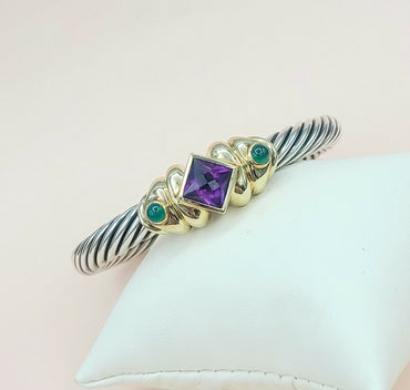 David Yurman Renaissance Bracelet 7mm Amethyst & Onyx