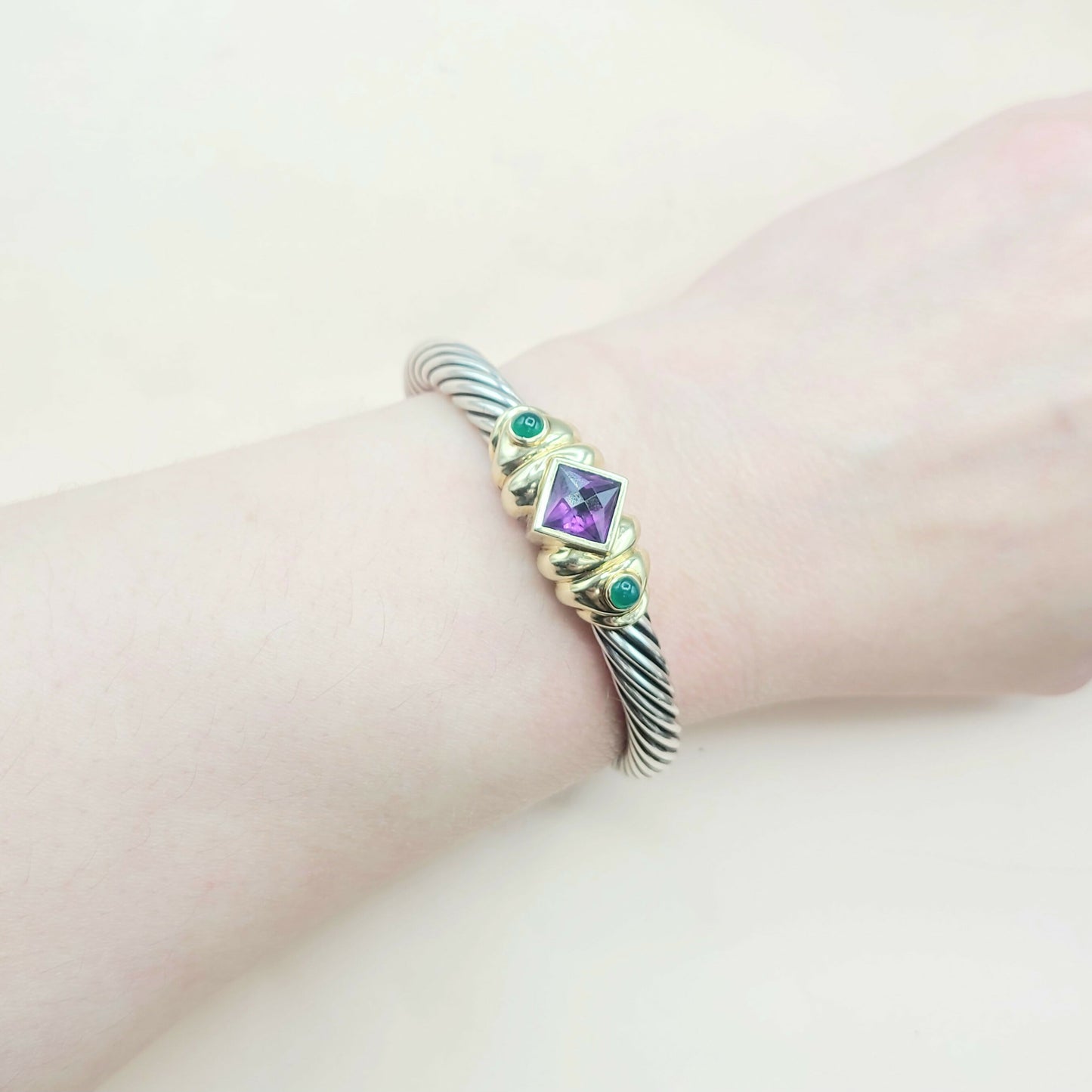 David Yurman Renaissance Bracelet 7mm Amethyst & Onyx AYW Luxury