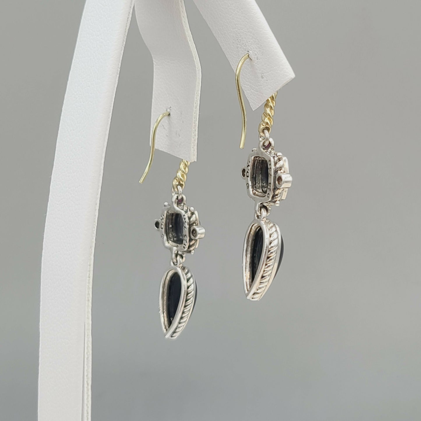 David Yurman Renaissance Drop Earrings Hematite, Onyx & Ruby AYW Luxury