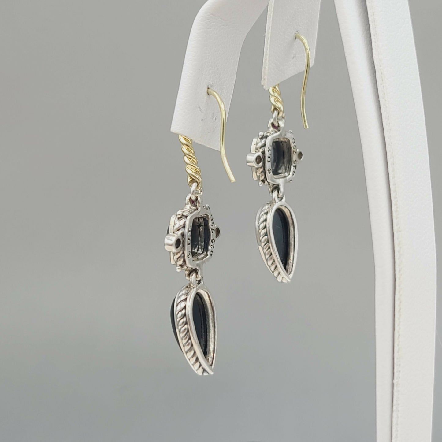 David Yurman Renaissance Drop Earrings Hematite, Onyx & Ruby AYW Luxury