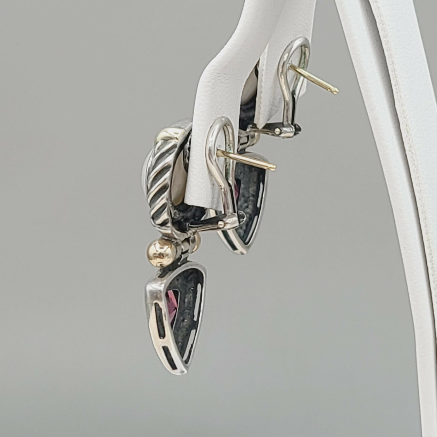 David Yurman Renaissance Drop Earrings Pearl & Garnet AYW Luxury #