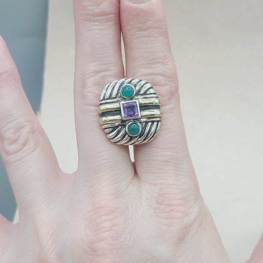 David Yurman Renaissance Earrings – Amethyst & Green Onyx