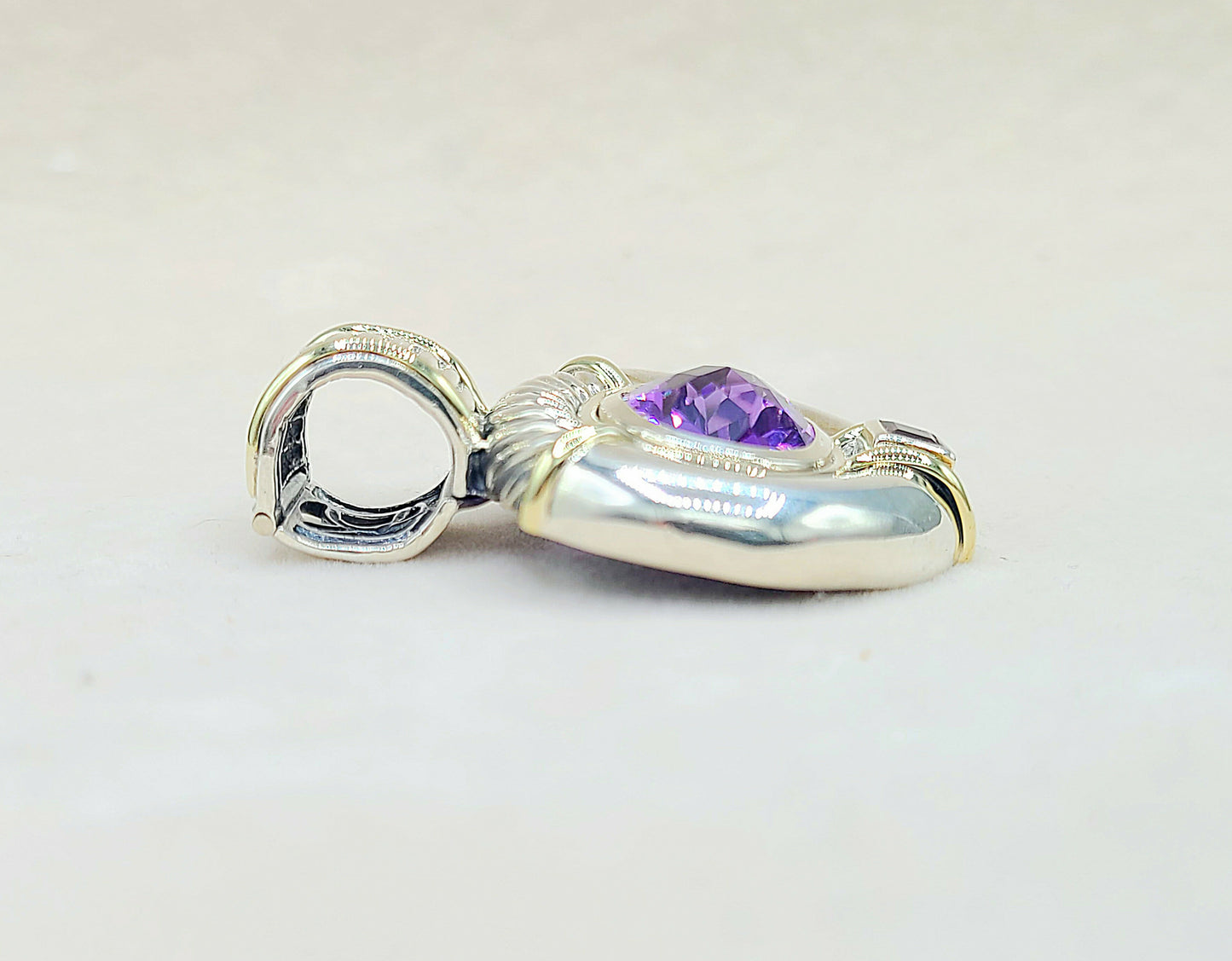 David Yurman Renaissance Pendant Enhancer Amethyst, Pink Tourmaline AYW Luxury #