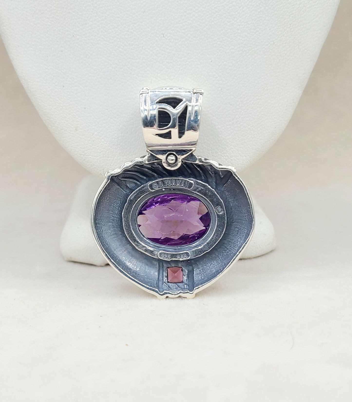 David Yurman Renaissance Pendant Enhancer Amethyst, Pink Tourmaline AYW Luxury #